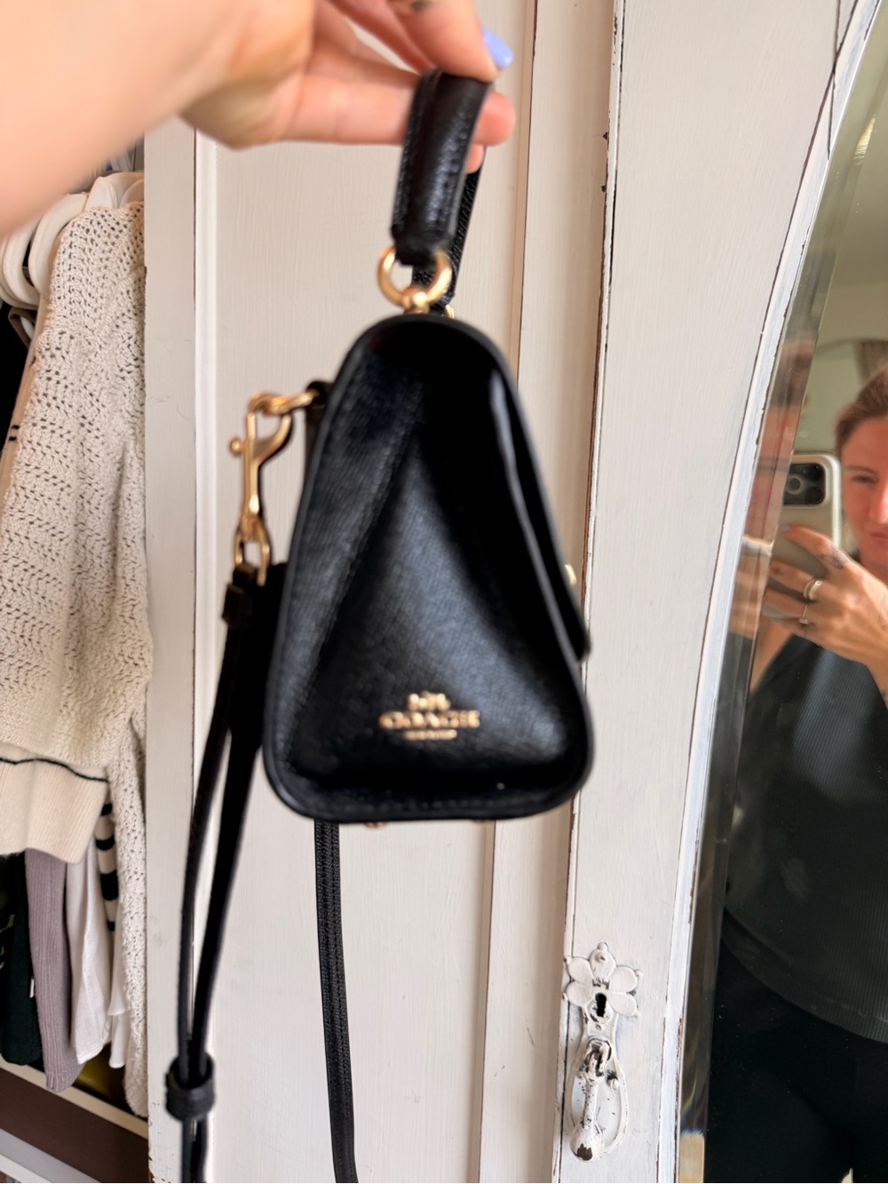 Coach Mini Black Top-Handle Crossbody Bag with Gold Hardware - Picture 2 of 5